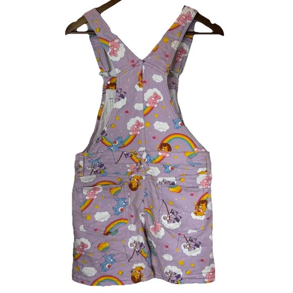 Care Bears Women’s S Overall Shorts Purple Denim Bib Shortalls Cartoon Graphic - Picture 4 of 11